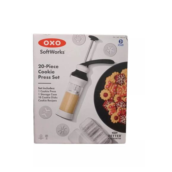 OXO SoftWorks Cookie Press Set 20Pc (1) Cookie Press (1) Storage Case (18) Disks - Picture 1 of 8